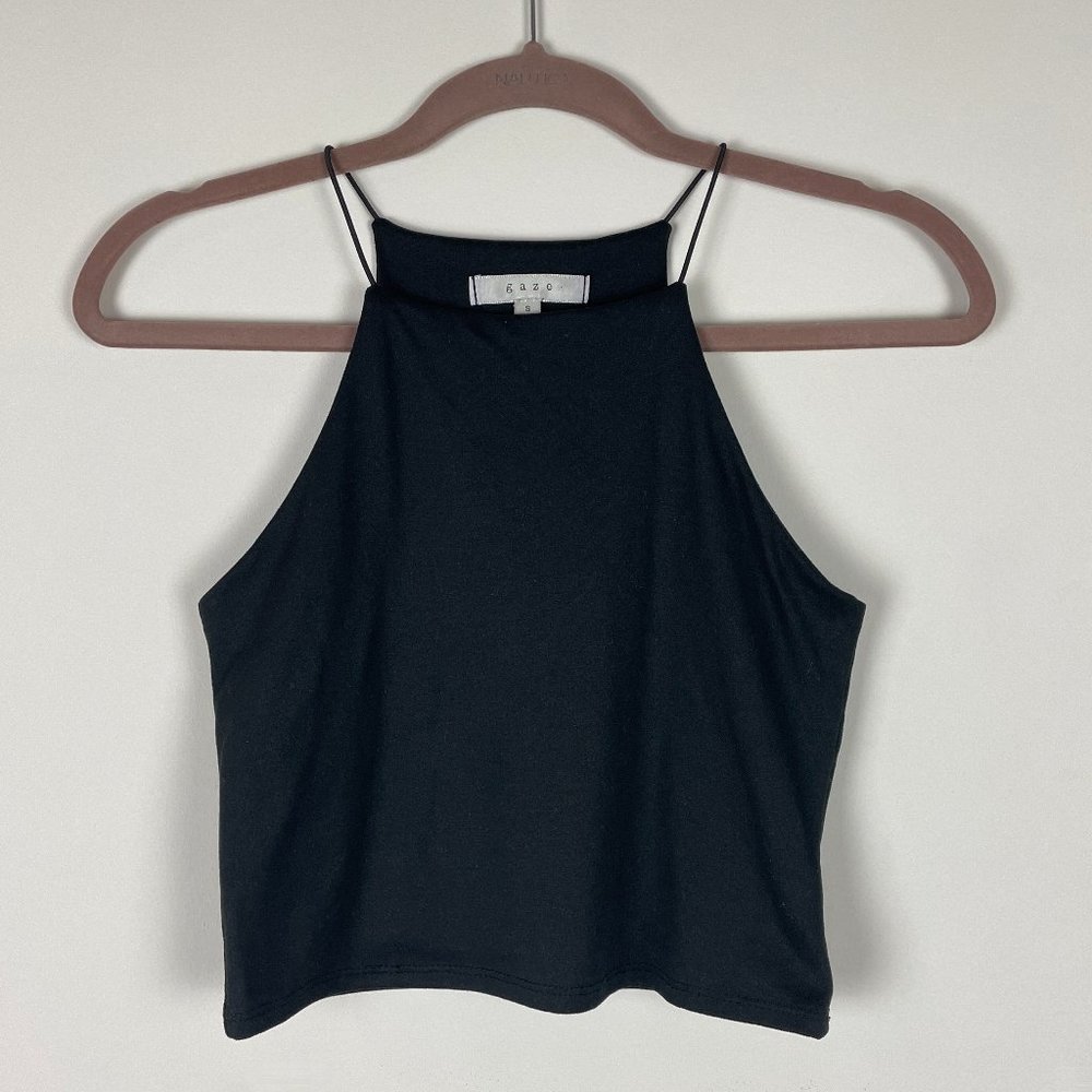 Gaze | Black Fitted Cropped Tank Top | Size Small